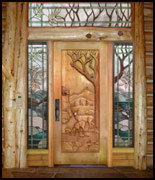 Deer Bear Door Carved Door